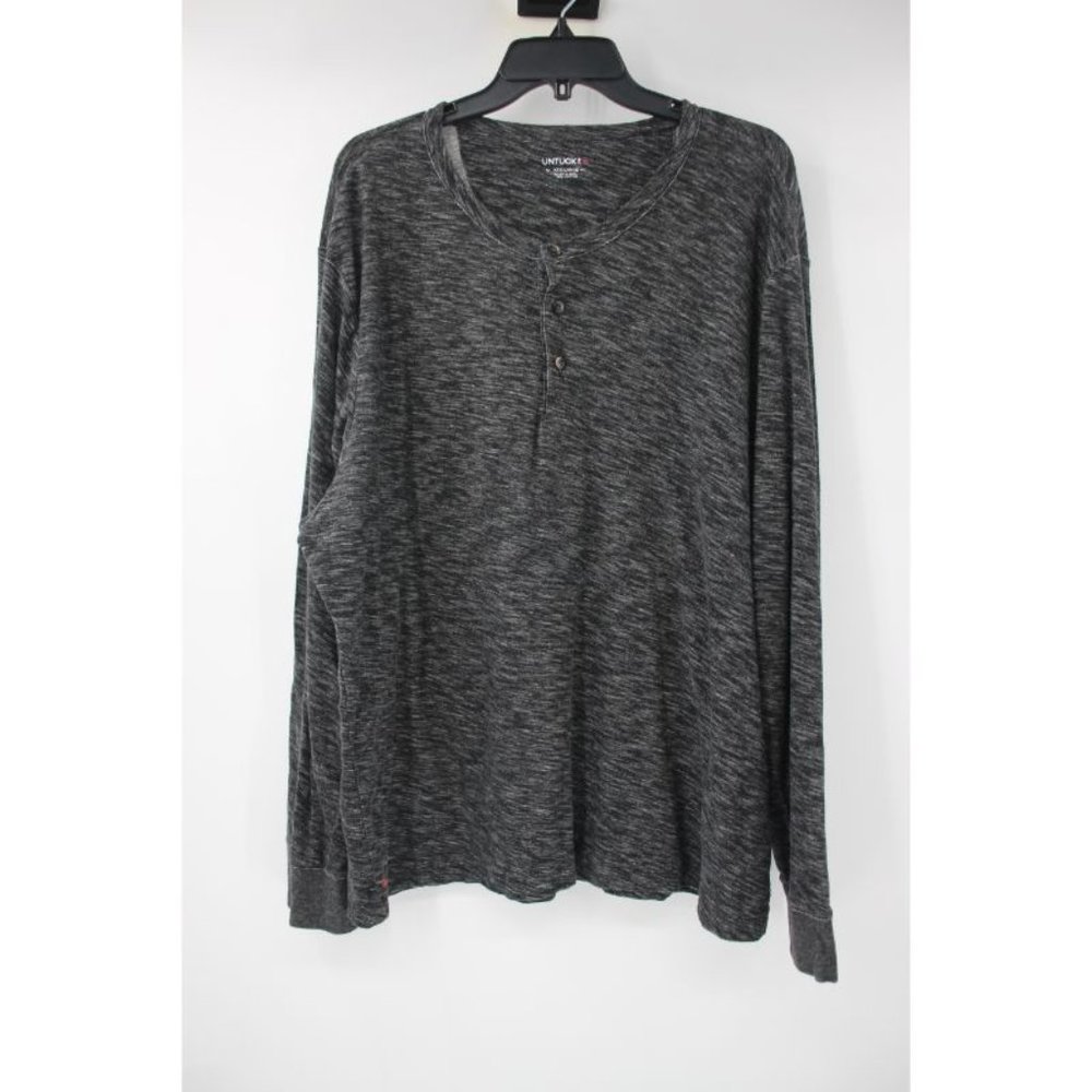 untuckit henley Mens‎ 3XL Altos pullover heathered gray long sleeve shirt cotton